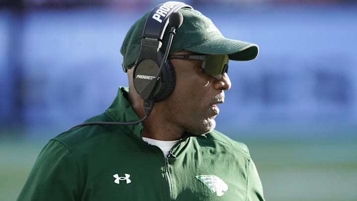 Former Orlando Guardians head coach Terrell Buckley on the sidelines during the second half against the Arlington Renegades at Choctaw Stadium.