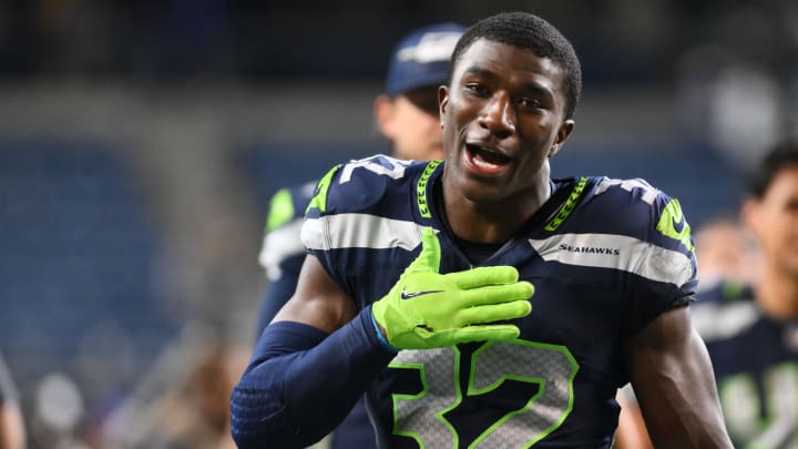 Aug 10, 2023; Seattle, Washington, USA; Seattle Seahawks safety Jerrick Reed II (32) after the game against the Minnesota Vikings at Lumen Field. Aug 10, 2023; Seattle, Washington, USA; Seattle Seahawks safety Jerrick Reed II (32) after the game against the Minnesota Vikings at Lumen Field.