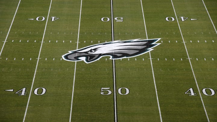Nov 28, 2016; Philadelphia, PA, USA; General overall view of the Philadelphia Eagles logo at midfield during NFL football game against the Green Bay Packers at Lincoln Financial Field. Mandatory Credit: Kirby Lee-Imagn Images Nov 28, 2016; Philadelphia, PA, USA; General overall view of the Philadelphia Eagles logo at midfield during NFL football game against the Green Bay Packers at Lincoln Financial Field. Mandatory Credit: Kirby Lee-Imagn Images
