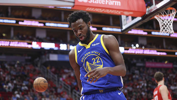 Golden State Warriors forward Andrew Wiggins (22) against the Houston Rockets at Toyota Center. 
