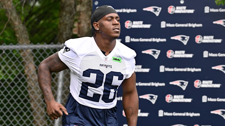 Jun 9, 2025; Foxborough, MA, USA; New England Patriots running back Terrell Jennings (26) jogs to the practice fields at Gillette Stadium. Mandatory Credit: Eric Canha-Imagn Images Jun 9, 2025; Foxborough, MA, USA; New England Patriots running back Terrell Jennings (26) jogs to the practice fields at Gillette Stadium. Mandatory Credit: Eric Canha-Imagn Images