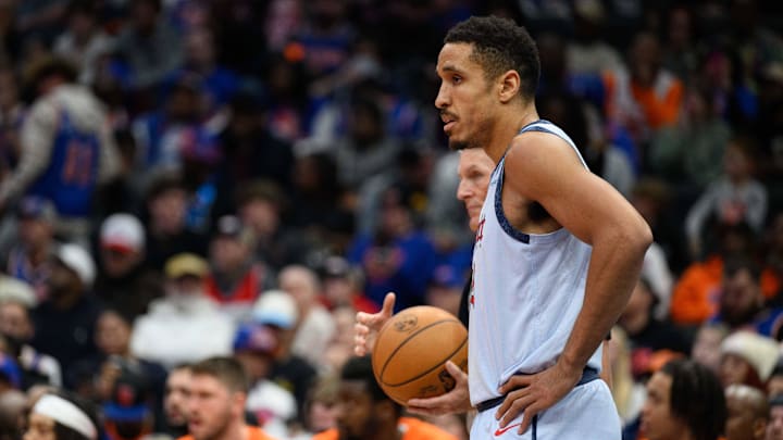 Dec 30, 2024; Washington, District of Columbia, USA; Washington Wizards guard Malcolm Brogdon (15) looks on during the third quarter against the New York Knicks at Capital One Arena. Mandatory Credit: Reggie Hildred-Imagn Images
