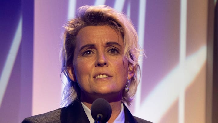 Brandi Carlile speaks to the crowd