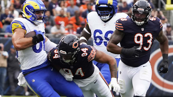 Austin Booker tackles Rams wide receiver Jordan Whittington last season as a rookie. Austin Booker tackles Rams wide receiver Jordan Whittington last season as a rookie.