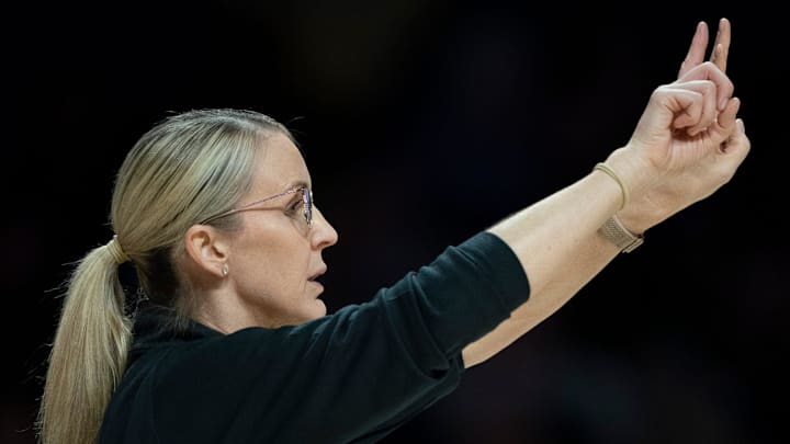 Vanderbilt coach Shea Ralph works the sideline against Louisiana State during their game at Memorial Gymnasium Sunday, Jan. 4, 2026.