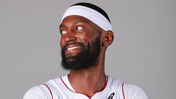 Sep 28, 2026; Miami, FL, USA; Miami Heat forward Bobby Portis Jr. (95) poses for a photo during media day at Kaseya Center. Mandatory Credit: Sam Navarro-Imagn Images