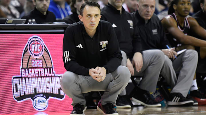 Brian Barone watches from the sidelines during the OVC championship.