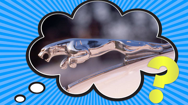 The hood ornament for a Jaguar.