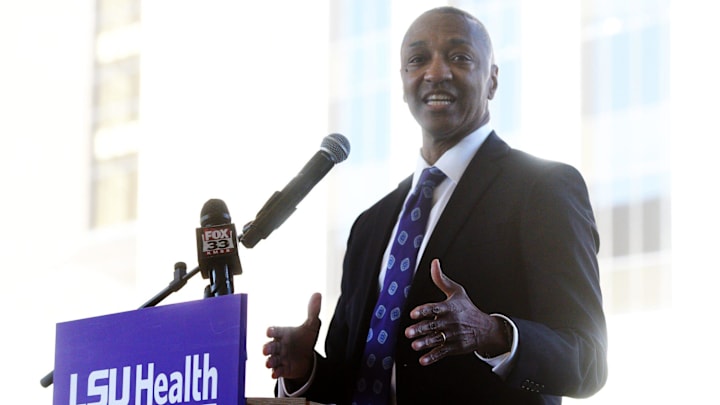 LSU President William F. Tate during the grand opening ceremony for the building of the Center for Medical Education of LSU Health Shreveport Monday morning, December 11, 2023. LSU President William F. Tate during the grand opening ceremony for the building of the Center for Medical Education of LSU Health Shreveport Monday morning, December 11, 2023.