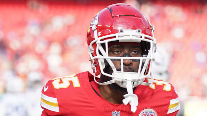 Nov 23, 2025; Kansas City, Missouri, USA; Kansas City Chiefs cornerback Jaylen Watson (35) takes the field against the Indianapolis Colts for warm ups prior to a game at GEHA Field at Arrowhead Stadium. Mandatory Credit: Denny Medley-Imagn Images Nov 23, 2025; Kansas City, Missouri, USA; Kansas City Chiefs cornerback Jaylen Watson (35) takes the field against the Indianapolis Colts for warm ups prior to a game at GEHA Field at Arrowhead Stadium. Mandatory Credit: Denny Medley-Imagn Images