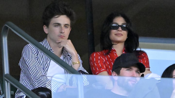 Mar 9, 2025; Indian Wells, CA, USA; American and French actor Timothee Hal Chalamet and Kylie Jenner attend the the BNP Paribas Open at Indian Wells 2025at the Indian Well Tennis Garden. Mar 9, 2025; Indian Wells, CA, USA; American and French actor Timothee Hal Chalamet and Kylie Jenner attend the the BNP Paribas Open at Indian Wells 2025at the Indian Well Tennis Garden.