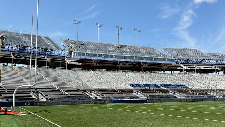 A general view of the West side of Penn State's Beaver Stadium, which will feature temporary bleachers for the 2025 season.