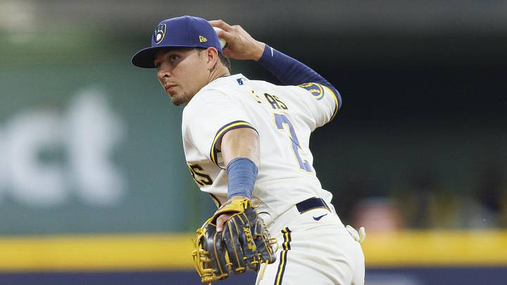 Jun 6, 2023; Milwaukee, Wisconsin, USA; Milwaukee Brewers second baseman Luis Urias (2) throws to first base during the second inning against the Baltimore Orioles at American Family Field. Mandatory Credit: Jeff Hanisch-Imagn Images Jun 6, 2023; Milwaukee, Wisconsin, USA; Milwaukee Brewers second baseman Luis Urias (2) throws to first base during the second inning against the Baltimore Orioles at American Family Field. Mandatory Credit: Jeff Hanisch-Imagn Images