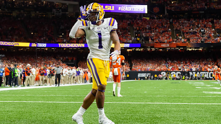 Ja'Marr Chase scores a touchdown as The LSU Tigers take on The Clemson Tigers in the 2020 College Football Playoff National Championship.  Monday, Jan. 13, 2020.

Cfp Monday Half1 7992