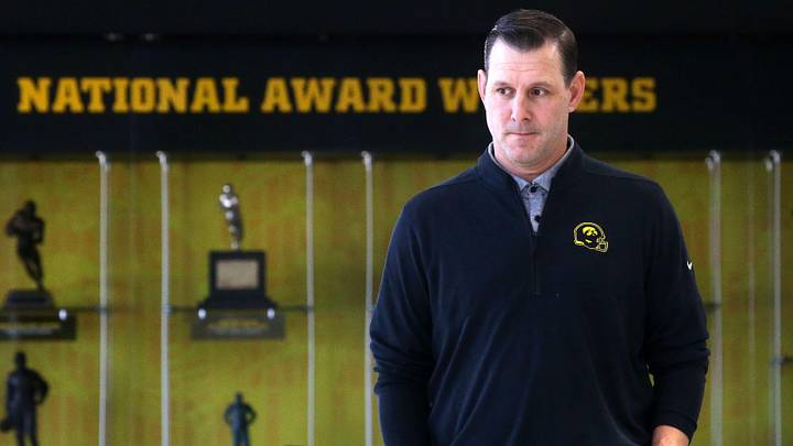 Iowa's new offensive coordinator Tim Lester is pictured Tuesday, Feb. 6, 2024 at the Hansen Football Performance Center on the University of Iowa campus. Iowa's new offensive coordinator Tim Lester is pictured Tuesday, Feb. 6, 2024 at the Hansen Football Performance Center on the University of Iowa campus.