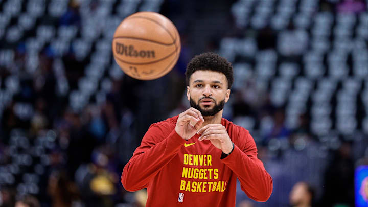 May 6, 2024; Denver, Colorado, USA; Denver Nuggets guard Jamal Murray (27) before game two of the