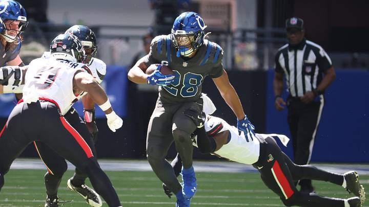 Sep 27, 2026; Indianapolis, Indiana, USA; Indianapolis Colts running back Jonathan Taylor (28) rushes the ball against the Houston Texans in the first half at Lucas Oil Stadium. Mandatory Credit: Trevor Ruszkowski-Imagn Images Sep 27, 2026; Indianapolis, Indiana, USA; Indianapolis Colts running back Jonathan Taylor (28) rushes the ball against the Houston Texans in the first half at Lucas Oil Stadium. Mandatory Credit: Trevor Ruszkowski-Imagn Images