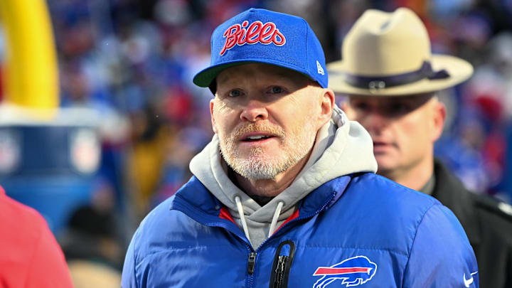 Buffalo Bills head coach Sean McDermott looks on before the game against the New York Jets at Highmark Stadium. Mandatory Credit: Mark Konezny-Imagn Images