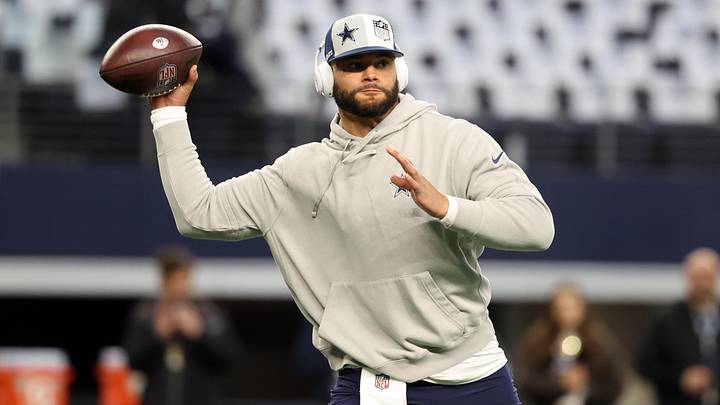 Jan 14, 2024; Arlington, Texas, USA; Dallas Cowboys quarterback Dak Prescott (4) prepares for the game against the Green Bay Packers before the 2024 NFC wild card game at AT&T Stadium. Mandatory Credit: Kevin Jairaj-USA TODAY Sports Jan 14, 2024; Arlington, Texas, USA; Dallas Cowboys quarterback Dak Prescott (4) prepares for the game against the Green Bay Packers before the 2024 NFC wild card game at AT&T Stadium. Mandatory Credit: Kevin Jairaj-USA TODAY Sports