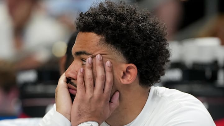 Mar 19, 2026; Greenville, SC, USA; North Carolina Tar Heels guard Elijah Davi (6) reacts after a play against the VCU Rams in the second half of a first round game of the men's 2026 NCAA Tournament at Bon Secours Wellness Arena. Mandatory Credit: Bob Donnan-Imagn Images Mar 19, 2026; Greenville, SC, USA; North Carolina Tar Heels guard Elijah Davi (6) reacts after a play against the VCU Rams in the second half of a first round game of the men's 2026 NCAA Tournament at Bon Secours Wellness Arena. Mandatory Credit: Bob Donnan-Imagn Images