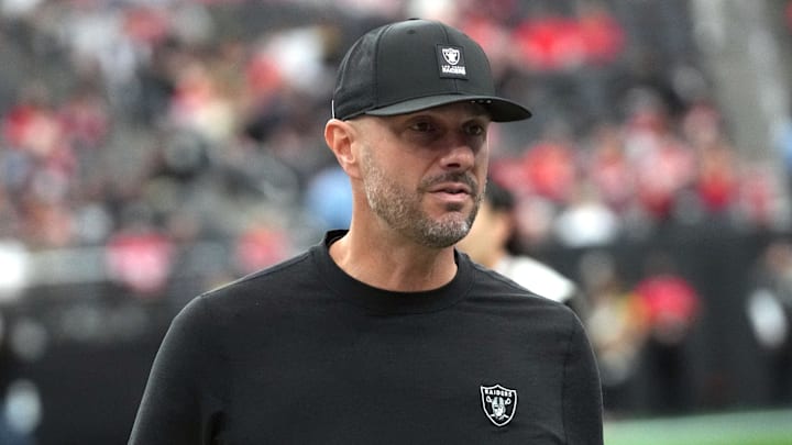 Jan 4, 2026; Paradise, Nevada, USA; Las Vegas Raiders general manager John Spytek reacts during the game against the Kansas City Chiefs at Allegiant Stadium. Mandatory Credit: Kirby Lee-Imagn Images Jan 4, 2026; Paradise, Nevada, USA; Las Vegas Raiders general manager John Spytek reacts during the game against the Kansas City Chiefs at Allegiant Stadium. Mandatory Credit: Kirby Lee-Imagn Images