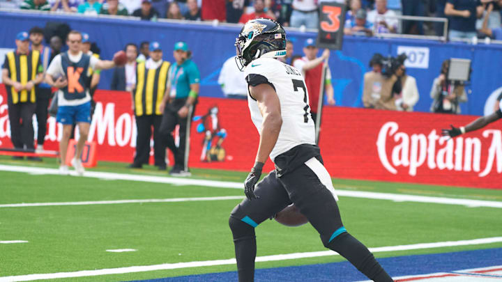 Oct 8, 2023; London, United Kingdom; Jacksonville Jaguars wide receiver Zay Jones (7). 