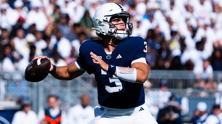 Penn State Nittany Lions quarterback Rocco Becht throws a pass vs. the Marshall Thundering Herd at Beaver Stadium. Penn State Nittany Lions quarterback Rocco Becht throws a pass vs. the Marshall Thundering Herd at Beaver Stadium.