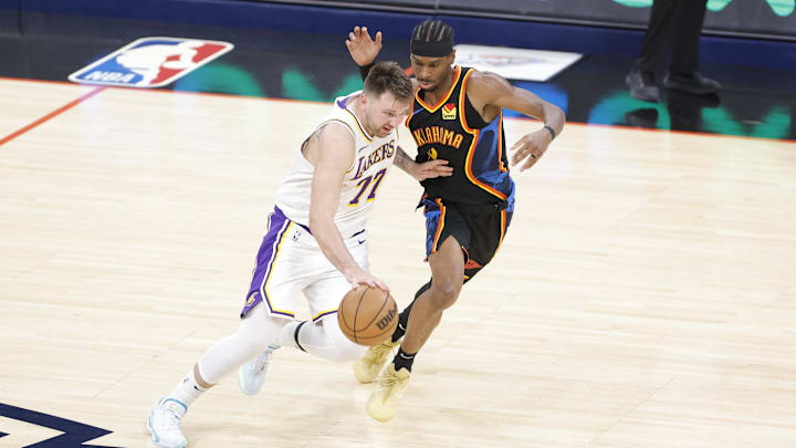 Los Angeles Lakers guard Luka Doncic and Oklahoma City Thunder guard Shai Gilgeous-Alexander are leading candidates to win MVP. 