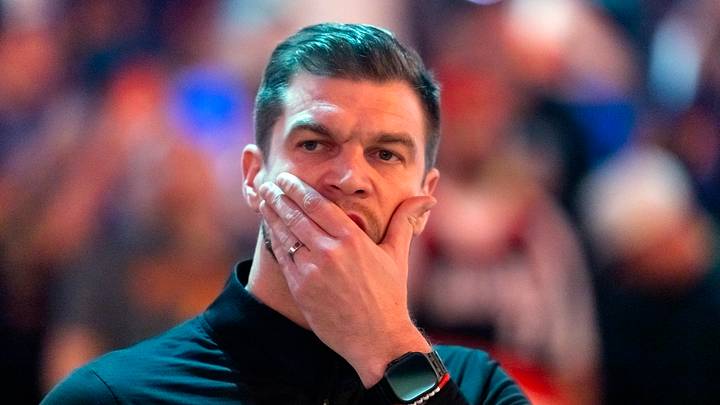 Apr 14, 2026; Phoenix, Arizona, USA; Portland Trail Blazers acting head coach Tiago Splitter reacts against the Phoenix Suns during the play-in rounds of the 2026 NBA Playoffs at Mortgage Matchup Center. Mandatory Credit: Mark J. Rebilas-Imagn Images Apr 14, 2026; Phoenix, Arizona, USA; Portland Trail Blazers acting head coach Tiago Splitter reacts against the Phoenix Suns during the play-in rounds of the 2026 NBA Playoffs at Mortgage Matchup Center. Mandatory Credit: Mark J. Rebilas-Imagn Images