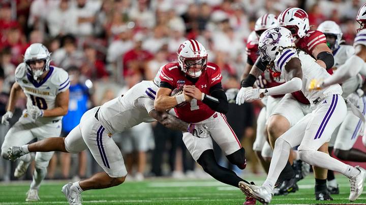 Sep 12, 2026; Madison, Wisconsin, USA; Wisconsin Badgers quarterback Colton Joseph (1) rushes with the football during the third quarter against the Western Illinois Leathernecks at Camp Randall Stadium. Mandatory Credit: Jeff Hanisch-Imagn Images Sep 12, 2026; Madison, Wisconsin, USA; Wisconsin Badgers quarterback Colton Joseph (1) rushes with the football during the third quarter against the Western Illinois Leathernecks at Camp Randall Stadium. Mandatory Credit: Jeff Hanisch-Imagn Images