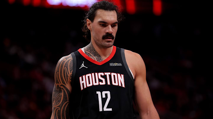 Nov 22, 2024; Houston, Texas, USA; Houston Rockets center Steven Adams (12) during the game against the Portland Trailblazers at Toyota Center. Mandatory Credit: Erik Williams-Imagn Images