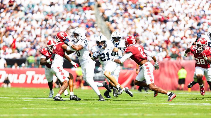 Penn State Nittany Lions running back Carson Hansen (21) runs the ball against the Temple Owls at Lincoln Financial Field. Penn State Nittany Lions running back Carson Hansen (21) runs the ball against the Temple Owls at Lincoln Financial Field.
