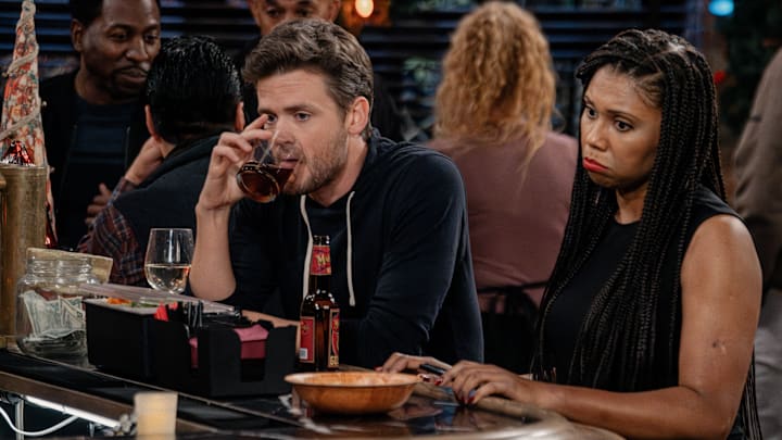 L-R: Jack Cutmore-Scott as Freddy and Toks Olagundoye as Olivia in Frasier episode 10, season 2 streaming on Paramount+, 2024