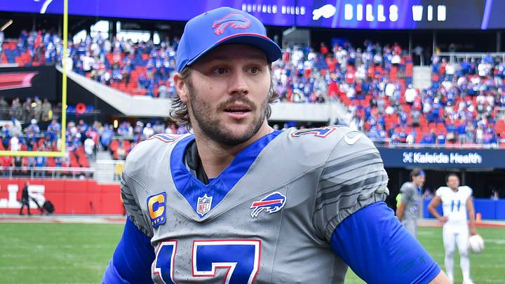 Sep 27, 2026; Orchard Park, New York, USA; Buffalo Bills quarterback Josh Allen (17) on the field after a game against the Los Angeles Chargers at New Highmark Stadium. Sep 27, 2026; Orchard Park, New York, USA; Buffalo Bills quarterback Josh Allen (17) on the field after a game against the Los Angeles Chargers at New Highmark Stadium.