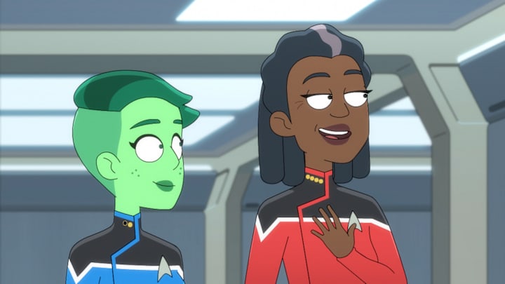 L-R: Noël Wells as D'Vana Tendi and Dawnn Lewis as Captain Carol Freeman in Star Trek: Lower Decks streaming on Paramount+, 2024. Photo Credit: Paramount+