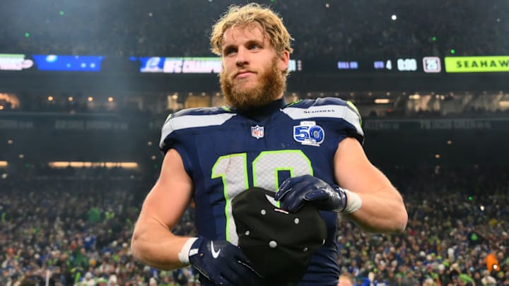 Jan 25, 2026; Seattle, WA, USA; Seattle Seahawks wide receiver Cooper Kupp (10) leaves the field after defeating the Los Angeles Rams in the 2026 NFC Championship Game at Lumen Field.