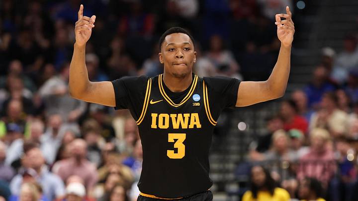 Mar 20, 2026; Tampa, FL, USA; Iowa Hawkeyes forward Cam Manyawu (3) celebrates after defeating the Clemson Tigers during a first round game of the men's 2026 NCAA Tournament at Benchmark International Arena. Mandatory Credit: Matt Pendleton-Imagn Images Mar 20, 2026; Tampa, FL, USA; Iowa Hawkeyes forward Cam Manyawu (3) celebrates after defeating the Clemson Tigers during a first round game of the men's 2026 NCAA Tournament at Benchmark International Arena. Mandatory Credit: Matt Pendleton-Imagn Images