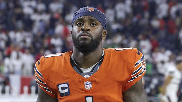 Sep 15, 2024; Houston, Texas, USA; Chicago Bears cornerback Jaylon Johnson (1) after the game against the Houston Texans at NRG Stadium. Mandatory Credit: Troy Taormina-Imagn Images Sep 15, 2024; Houston, Texas, USA; Chicago Bears cornerback Jaylon Johnson (1) after the game against the Houston Texans at NRG Stadium. Mandatory Credit: Troy Taormina-Imagn Images