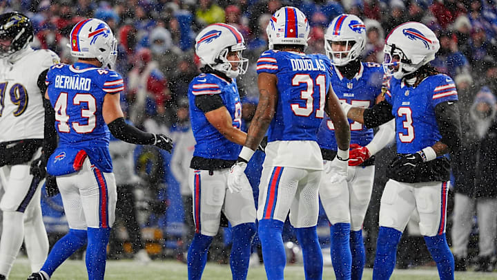 The Bills defensive line were a major factor in keeping the Baltimore Ravens from scoring during the Buffalo Bills divisional game against the Baltimore Ravens at Highmark Stadium in Orchard Park on Jan. 19, 2025.
