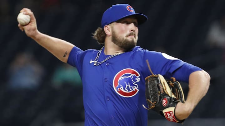 Aug 27, 2024; Pittsburgh, Pennsylvania, USA;  Chicago Cubs relief pitcher Porter Hodge (37) pitches against the Pittsburgh Pirates during the ninth inning at PNC Park.Chicago won 9-5