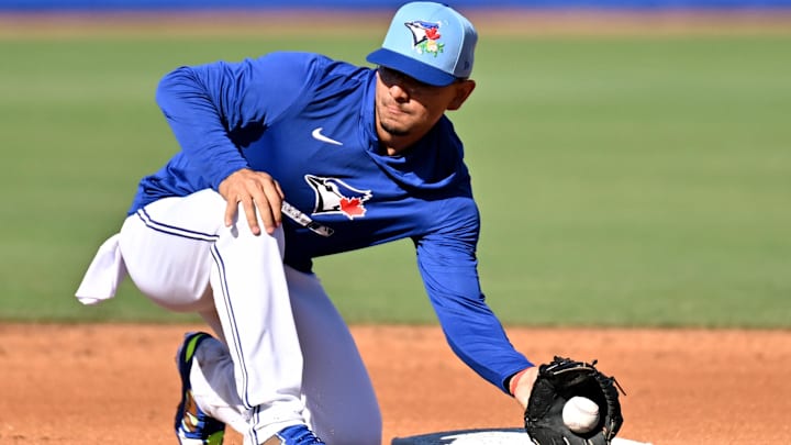 Andres Gimenez getting fielding work in. 