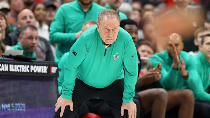 Jan 3, 2025; Columbus, Ohio, USA; Michigan State Spartans head coach Tom Izzo during the second half against the Ohio State Buckeyes at Value City Arena. Mandatory Credit: Joseph Maiorana-Imagn Images