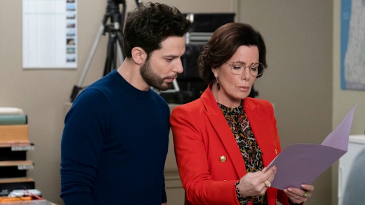 “The First Date Is the Deepest” – Margaret helps a client who lost his mother during a routine surgery at Allison’s hospital, performed by her colleague Dr. Ross Woods (Benjamin Hollingsworth). Also, Margaret and Gus go on their first date and Todd is asked by the firm to investigate Gus, on the CBS Original drama SO HELP ME TODD, Thursday, April 13 (9:01-10:00 PM, ET/PT) on the CBS Television Network, and available to stream live and on demand on Paramount+*. Pictured: Skylar Astin as Todd and