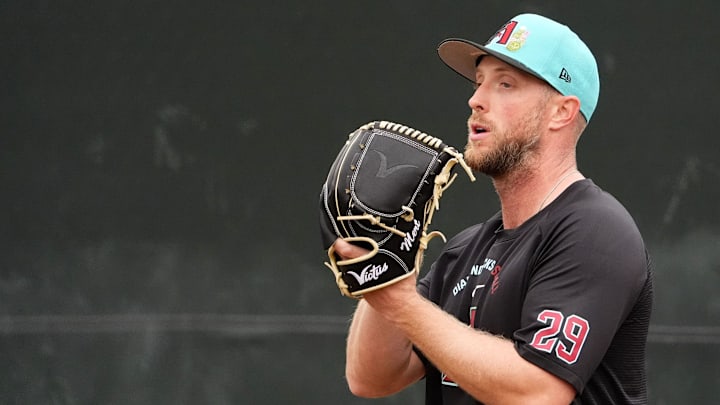 Arizona Diamondbacks pitcher Merrill Kelly during spring training workouts at Salt River Fields on Feb. 13, 2026, in Scottsdale.