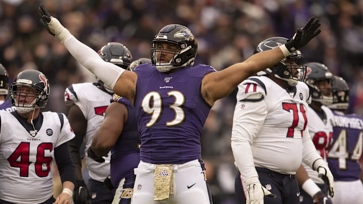 Nov 17, 2019; Baltimore, MD, USA; Baltimore Ravens nose tackle Chris Wormley (93) reacts after Houston Texans kicker Ka'imi Fairbairn (not pictured) missed a second quarter field goal at M&T Bank Stadium. Mandatory Credit: Tommy Gilligan-Imagn Images Nov 17, 2019; Baltimore, MD, USA; Baltimore Ravens nose tackle Chris Wormley (93) reacts after Houston Texans kicker Ka'imi Fairbairn (not pictured) missed a second quarter field goal at M&T Bank Stadium. Mandatory Credit: Tommy Gilligan-Imagn Images