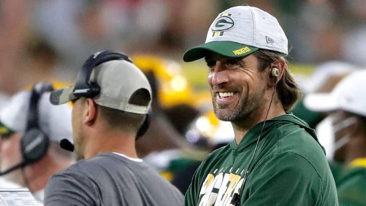 Green Bay Packers quarterback Aaron Rodgers smiles on the sideline against the Houston Texans during a preseason game on Saturday, Aug. 14, 2021, at Lambeau Field in Green Bay.
Mjs Apc Packers Vs Texans 1698 081421wag Green Bay Packers quarterback Aaron Rodgers smiles on the sideline against the Houston Texans during a preseason game on Saturday, Aug. 14, 2021, at Lambeau Field in Green Bay.
Mjs Apc Packers Vs Texans 1698 081421wag