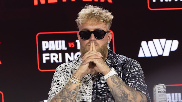 Jake Paul during a press conference at Fanatics Fest in New York City on August 19, 2024. Jake Paul during a press conference at Fanatics Fest in New York City on August 19, 2024.