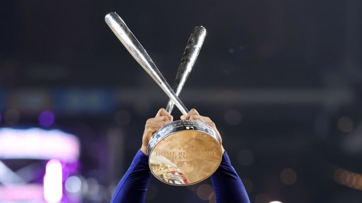Jul 15, 2024; Arlington, TX, USA; The 2024 MLB Home Run Derby trophy.
