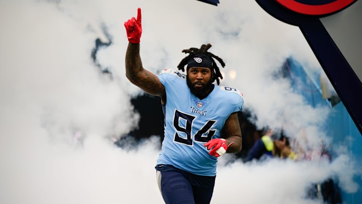 Tennessee Titans defensive end Mario Edwards Jr. (94) takes the field to face the Cincinnati Bengals at Nissan Stadium Sunday, Nov. 27, 2022, in Nashville, Tenn.

Nfl Cincinnati Bengals At Tennessee Titans