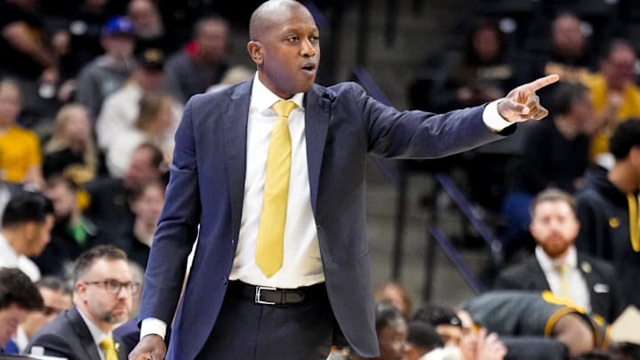 Dec 14, 2024; Columbia, Missouri, USA; Missouri Tigers head coach Dennis Gates reacts to play against the LIU Sharks during the first half at Mizzou Arena. Mandatory Credit: Denny Medley-Imagn Images